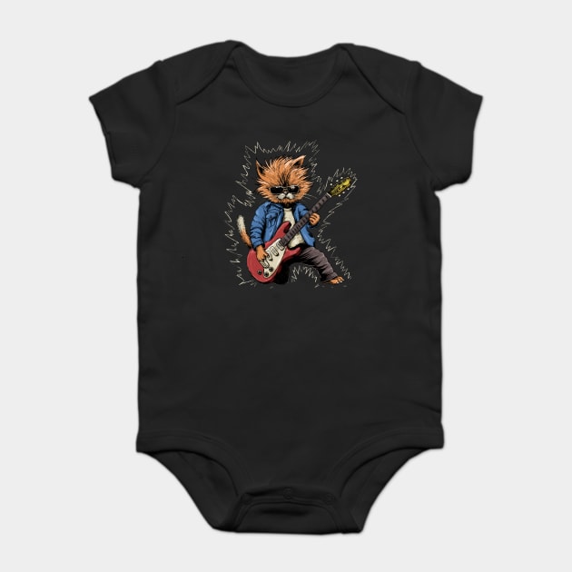 Rock 'n' Roll Cat Guitarist Baby Bodysuit by GoshWow®